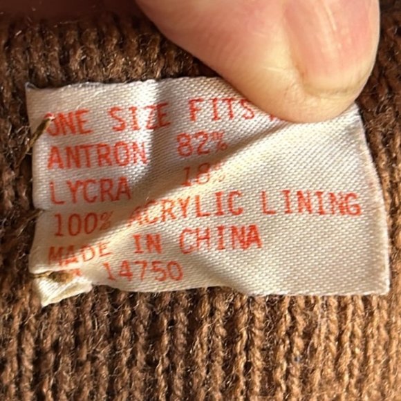 Vintage Brown Nylon Gloves Soft Interior One Size - Picture 3 of 3